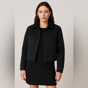 FAUX SHEARLING LINED DENIM JACKET